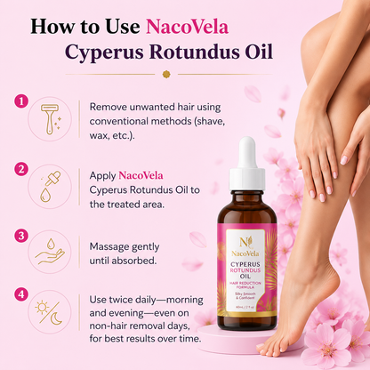 NacoVela™ Cyperus Rotundus Hair Reduction Oil | Post-Shave Hair Care