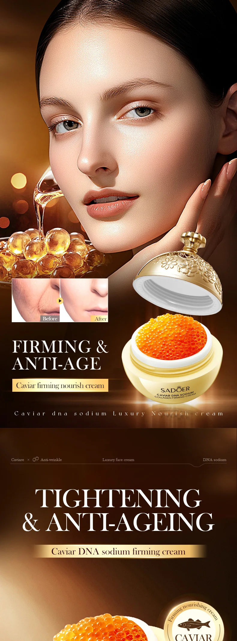 Anti-Wrinkle Face Cream Collagen Pearl Firming Lift Fade.