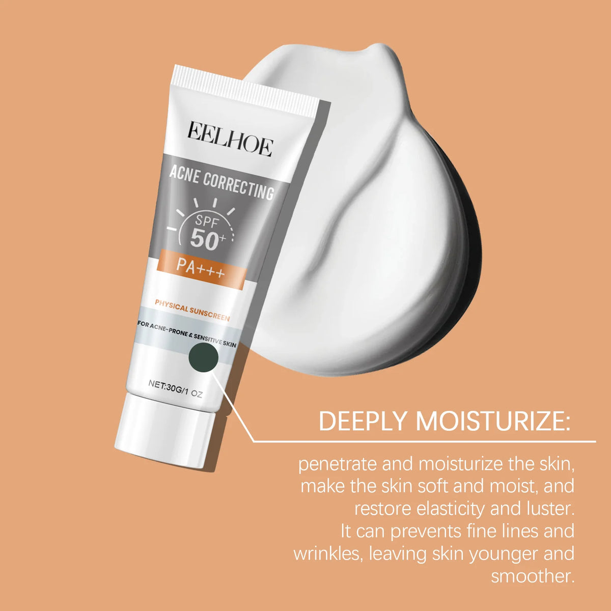 Deep Hydration Sunscreen Cream SPF 50+ UV Whitening Cream Korean Moisturizing Skin Care Tool for All Skin Type Cosmetics 30g