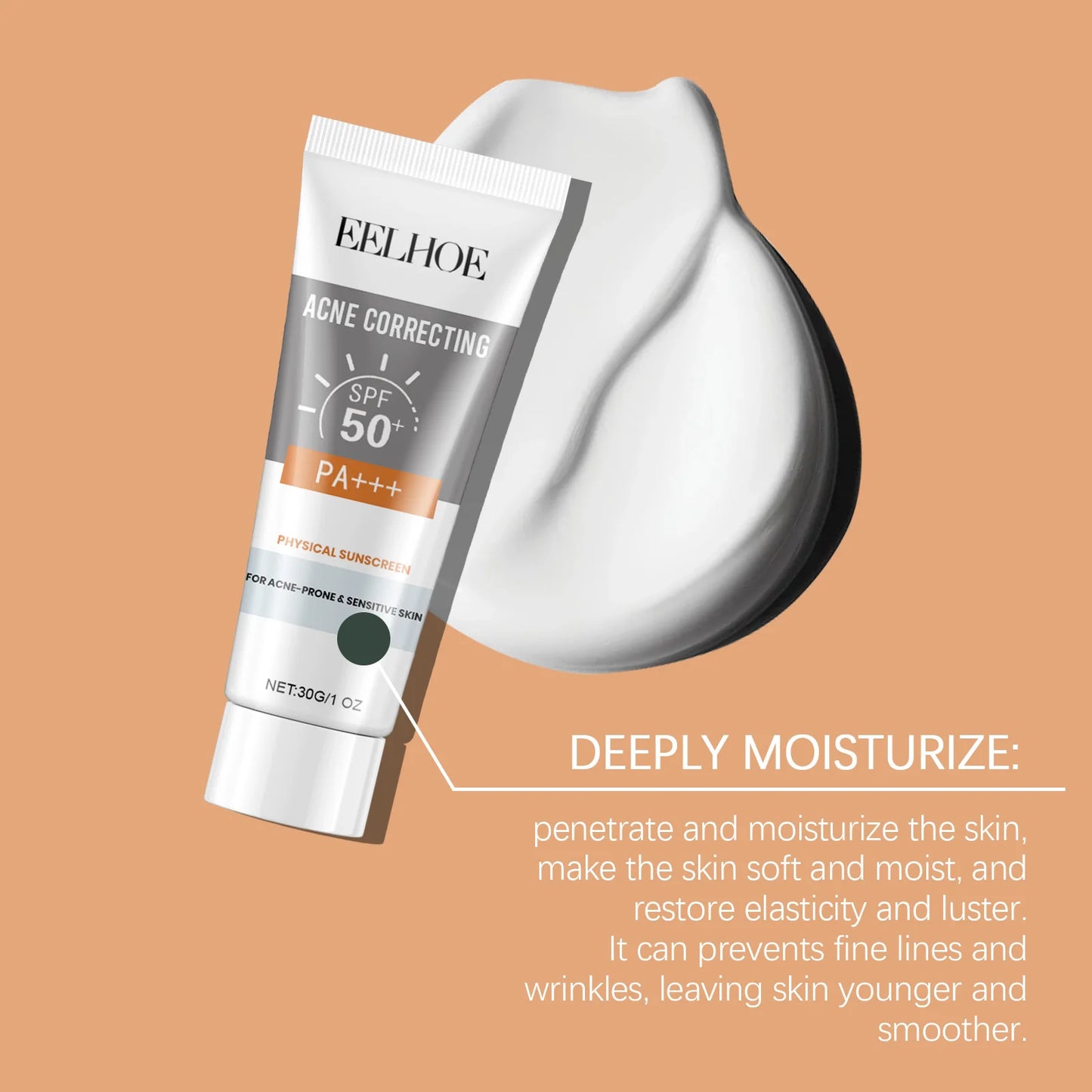 Deep Hydration Sunscreen Cream SPF 50+ UV Whitening Cream Korean Moisturizing Skin Care Tool for All Skin Type Cosmetics 30g