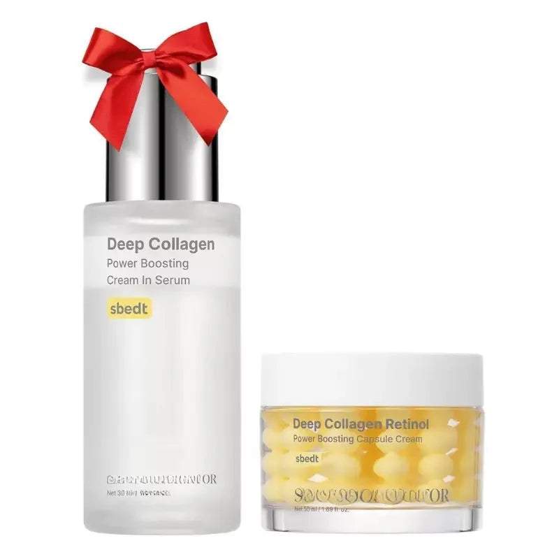Silk Collagen Peptide Ampoule Serum Korean Care Set Deep Collagen Moisturizer Serum Retinol Power Capsule Cream Women Face Care