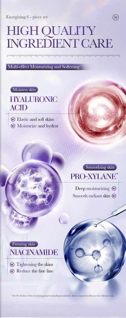 Anti-Wrinkle Skincare Six-Piece Set Collagen Anti-Aging And Firming Skincare Including Eye Cream Face Cream, Toner Lotion Serum