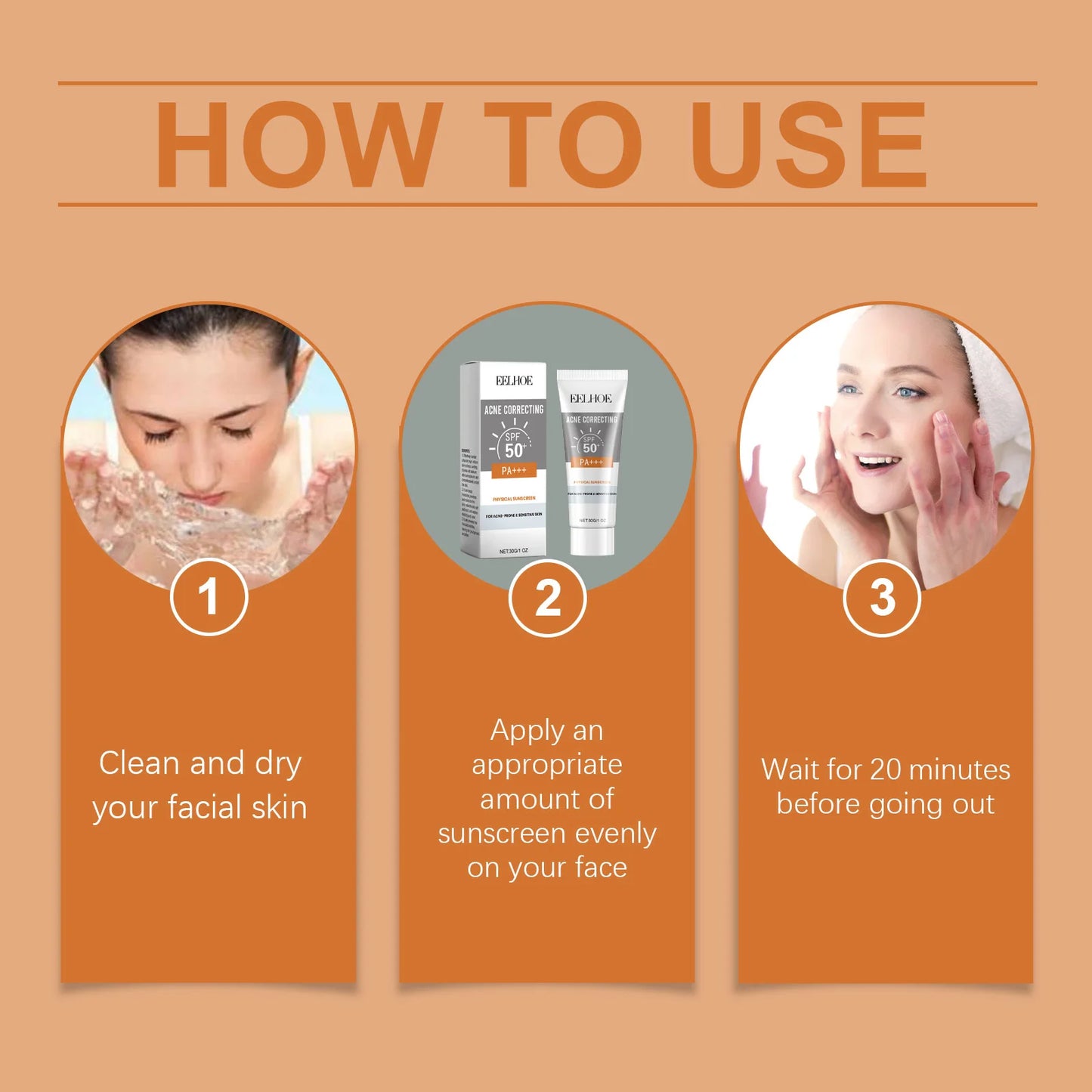 Deep Hydration Sunscreen Cream SPF 50+ UV Whitening Cream Korean Moisturizing Skin Care Tool for All Skin Type Cosmetics 30g