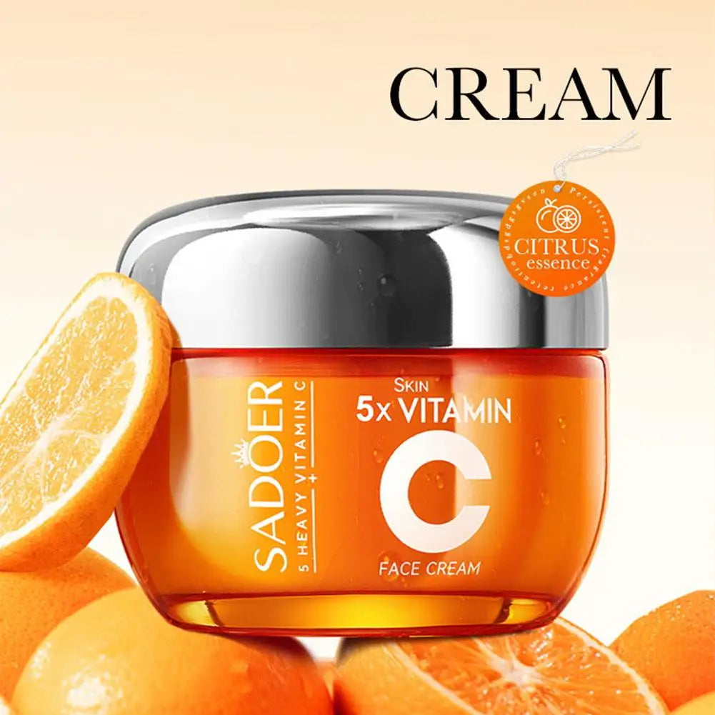 SADOER 5x Vitamin C Skincare Set - Brightening Face Serum, Toner & Moisturizing Cream, Hydrating  Korean Beauty Essentials