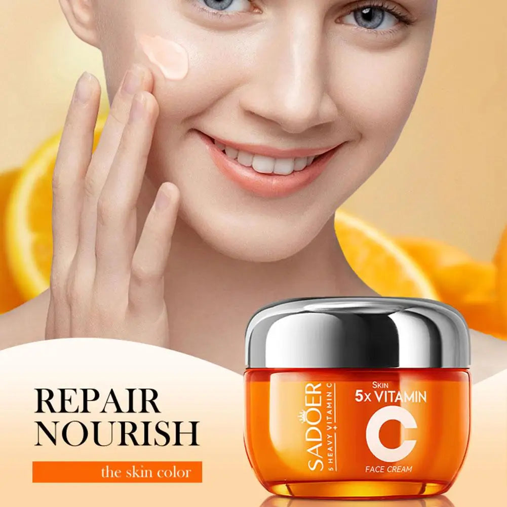 SADOER 5x Vitamin C Skincare Set - Brightening Face Serum, Toner & Moisturizing Cream, Hydrating  Korean Beauty Essentials