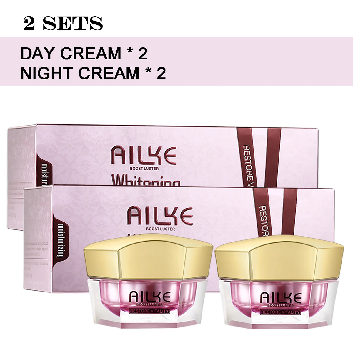 AILKE Lightening Face Care Set For All Skin Types, Whitening, Reduce Freckles, Melanin, Black Spots, Wrinkles, Even Skin Tone