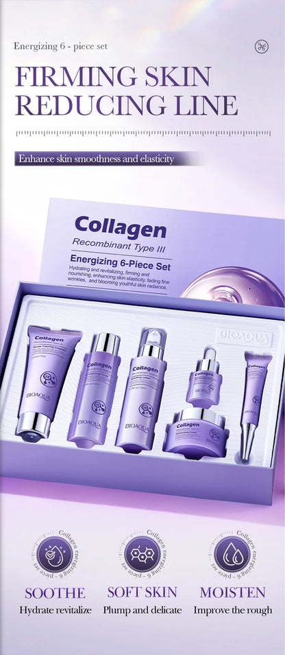 Anti-Wrinkle Skincare Six-Piece Set Collagen Anti-Aging And Firming Skincare Including Eye Cream Face Cream, Toner Lotion Serum