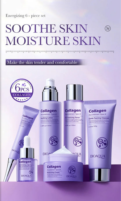 Anti-Wrinkle Skincare Six-Piece Set Collagen Anti-Aging And Firming Skincare Including Eye Cream Face Cream, Toner Lotion Serum