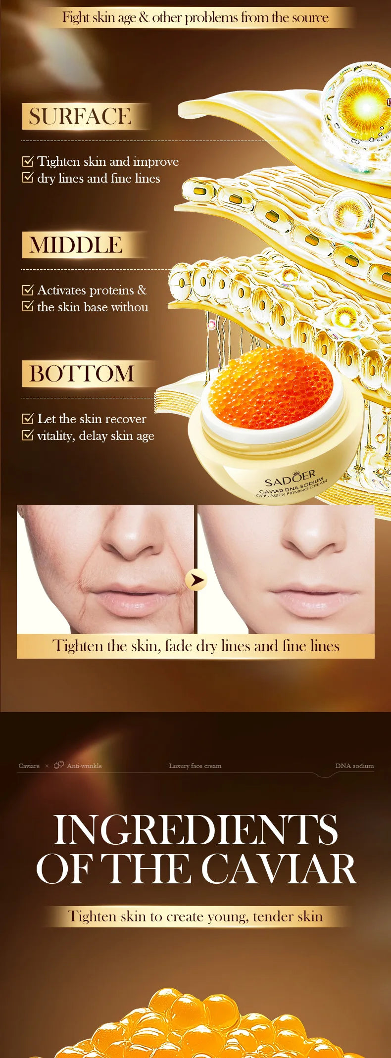 Anti-Wrinkle Face Cream Collagen Pearl Firming Lift Fade.