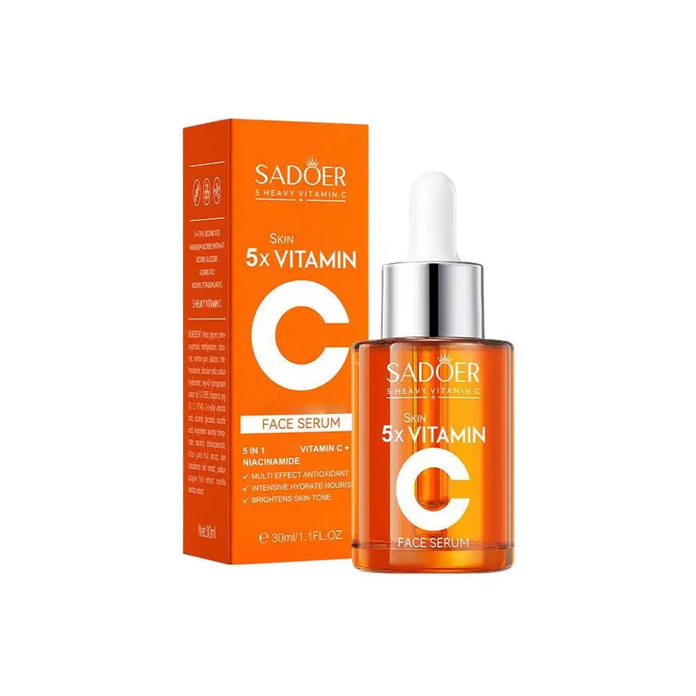 SADOER 5x Vitamin C Skincare Set - Brightening Face Serum, Toner & Moisturizing Cream, Hydrating  Korean Beauty Essentials