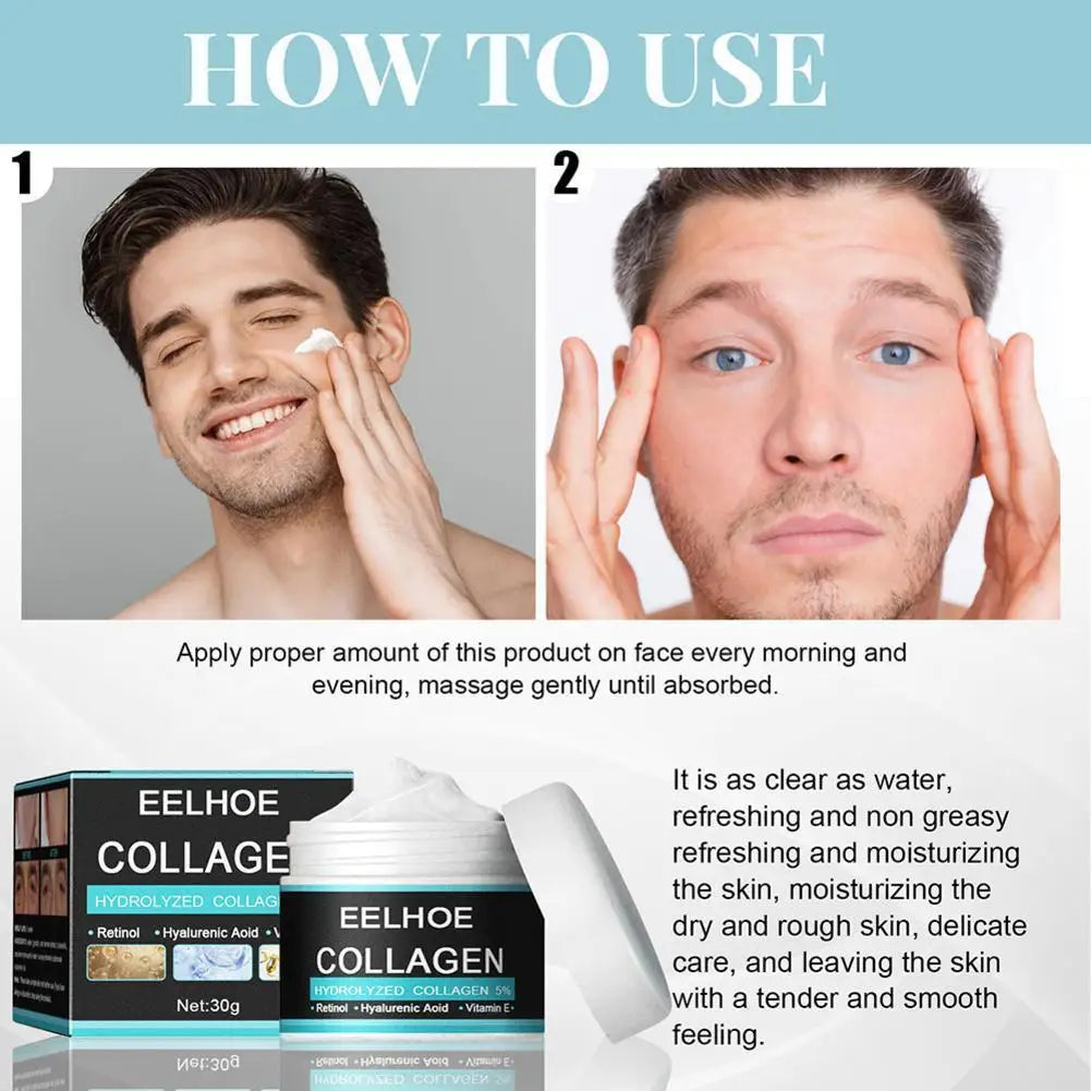 Collagen Creams For Men Smooth Wrinkle Younger Face Cream Firming Moisturizing Hyaluronic Acid Whitening Cream Facial Skin Care