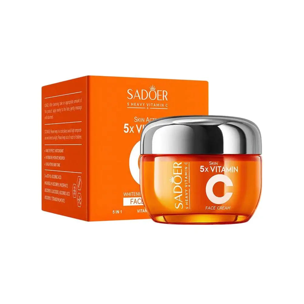 SADOER 5x Vitamin C Skincare Set - Brightening Face Serum, Toner & Moisturizing Cream, Hydrating  Korean Beauty Essentials