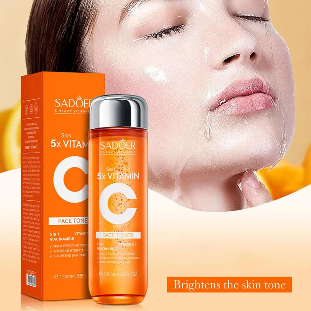 SADOER 5x Vitamin C Skincare Set - Brightening Face Serum, Toner & Moisturizing Cream, Hydrating  Korean Beauty Essentials