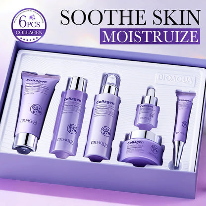 Anti-Wrinkle Skincare Six-Piece Set Collagen Anti-Aging And Firming Skincare Including Eye Cream Face Cream, Toner Lotion Serum