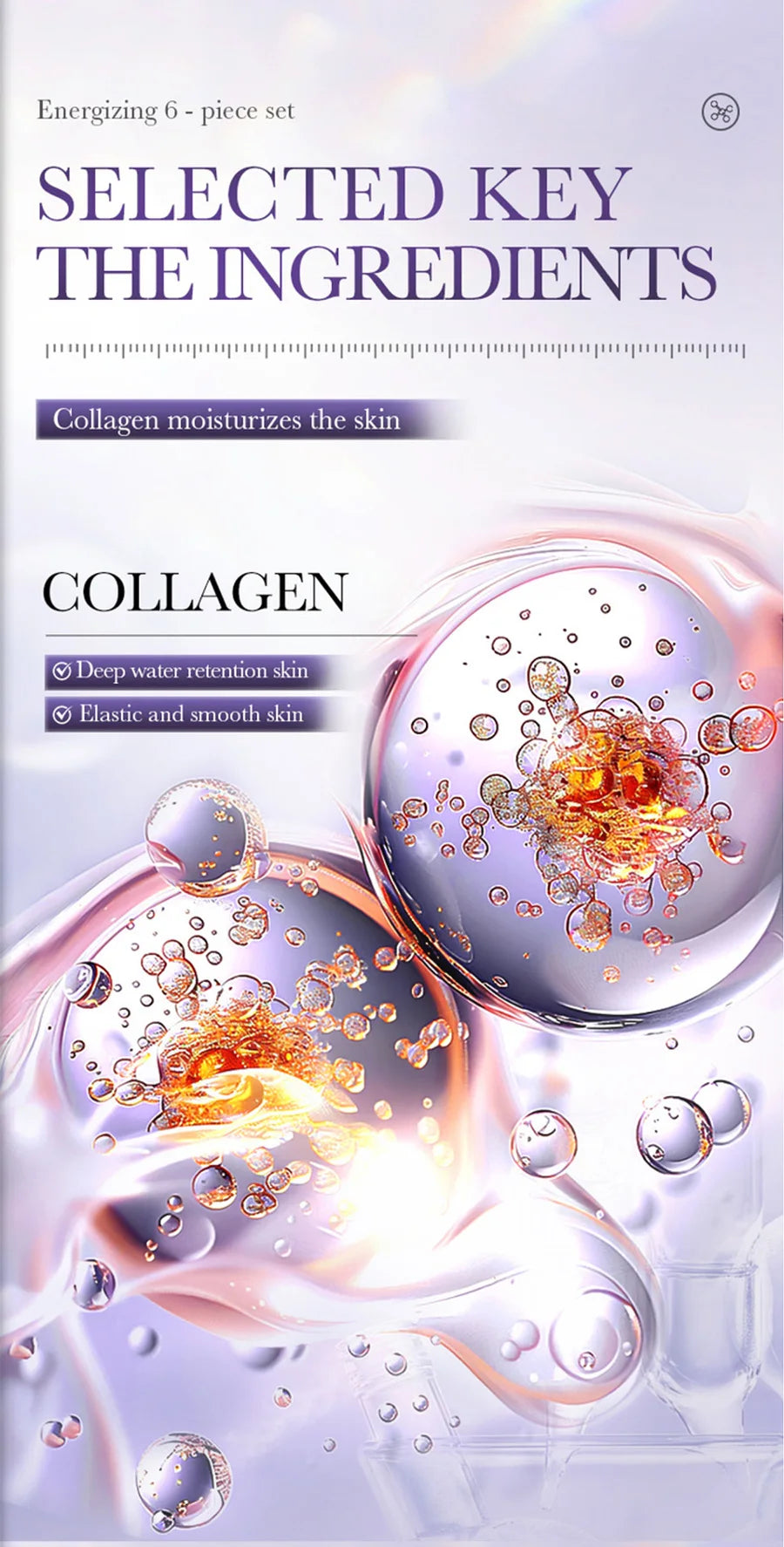 Anti-Wrinkle Skincare Six-Piece Set Collagen Anti-Aging And Firming Skincare Including Eye Cream Face Cream, Toner Lotion Serum