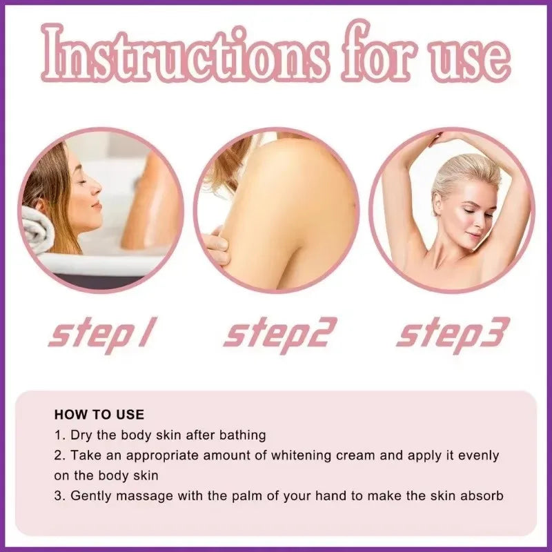 Body Moisturizing Cream Intimate Areas Underarm Knee Buttocks Private Bleach Remove Melanin Waterproof Brighten Nourish Cream